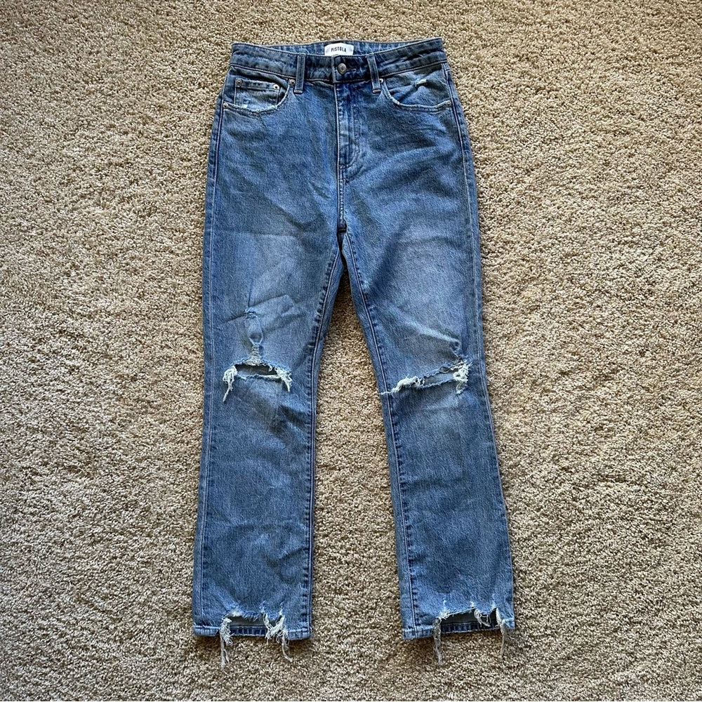 PISTOLA Lennon High Rise‎ Crop Boot Jeans Tulum Distressed Size 26